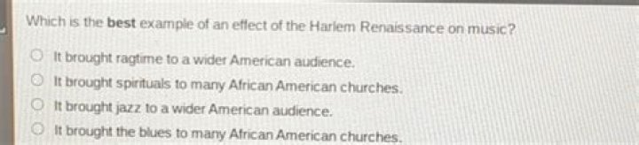 Which is the best example of an effect of the Harlem Renaissance on music?